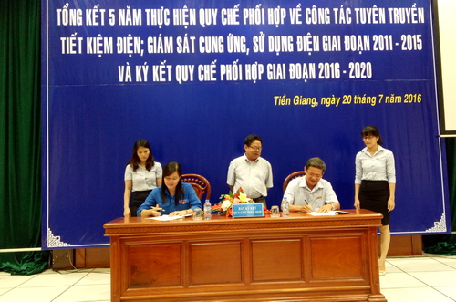 oàn Thanh niên và Công ty Điện lực Tiền Giang ký kết chương trình phối hợp giai đoạn 2016 - 2020